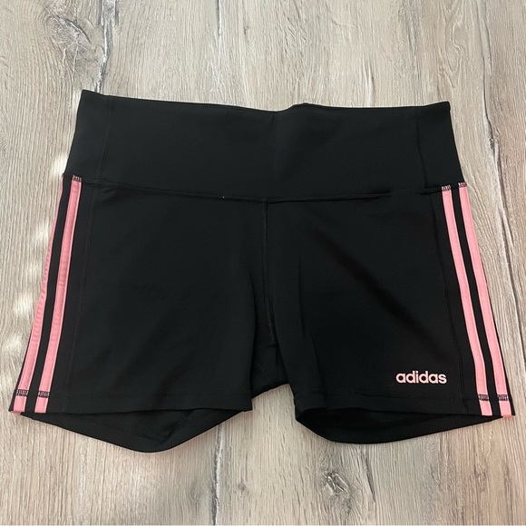 Adidas Women's Athletic Shorts Black with Pink Accents - Picture 1 of 11
